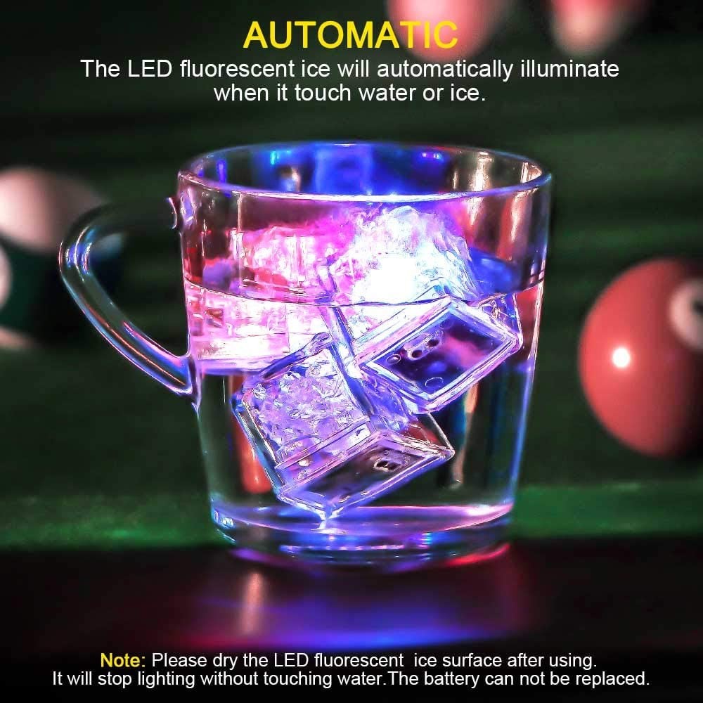 24 Light Up Ice Cube for Drinks Liquid Sensor LED Color Changing for Drinks Pond