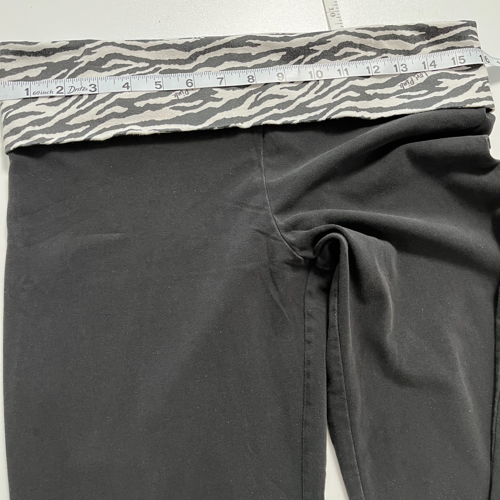 Y2K Victoria's Secret PINK Vintage Foldover Yoga Pants Flare Green Zebra L