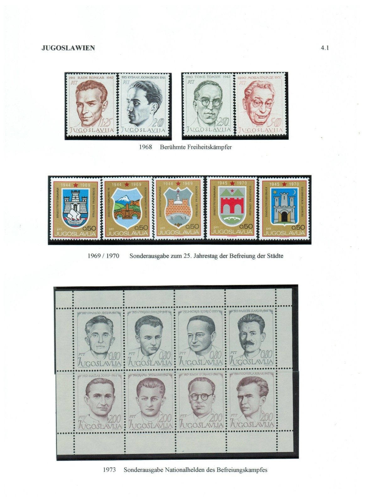 Yugoslavia (+ Triest Zone B) - Selection of Stamps on 9 Exhibition pages #A3748