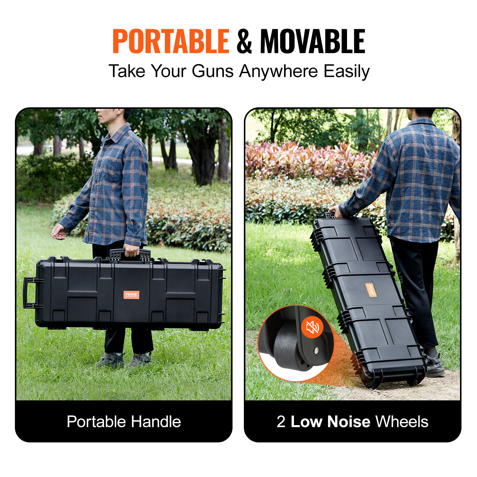 VEVOR 42 Inch Rifle Hard Case with 3-Layer Foam, New