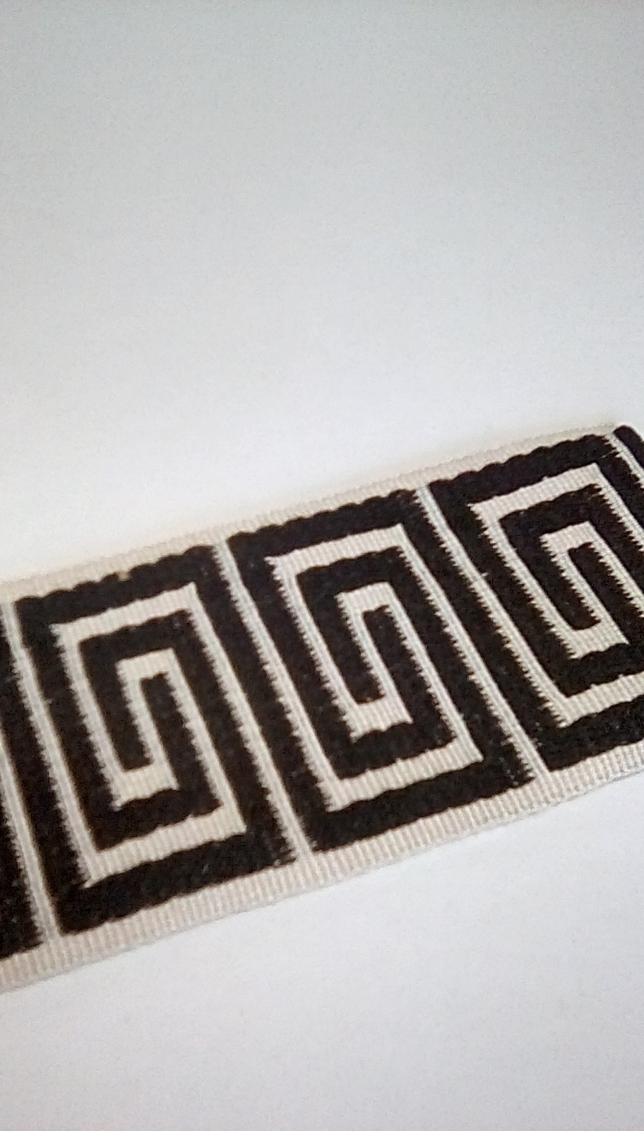 Stroheim  Frabricut Greek Key Decorative Trim, Tape, Gimp Black & Natural NEW