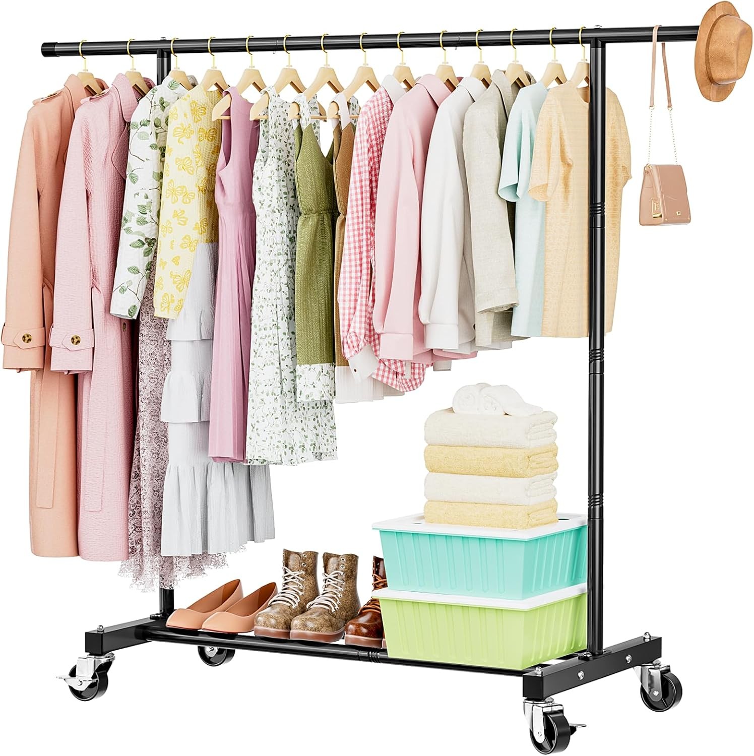Clothes Rack for Hanging Clothes, Clothing Rack with Wheels, for Laundry, Room-