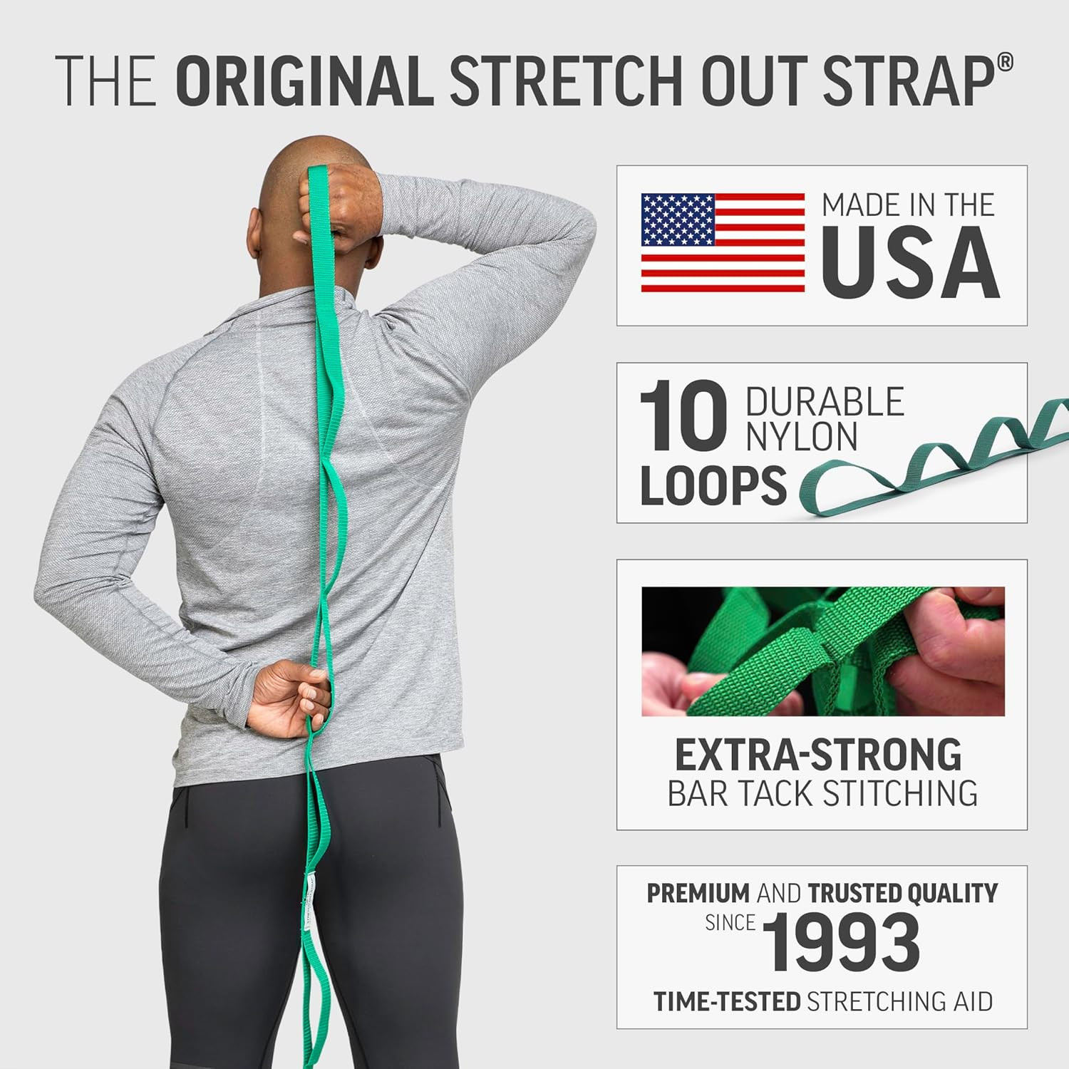the Original Stretch Out Strap with Exercise Book, for Flexibility and Mobility