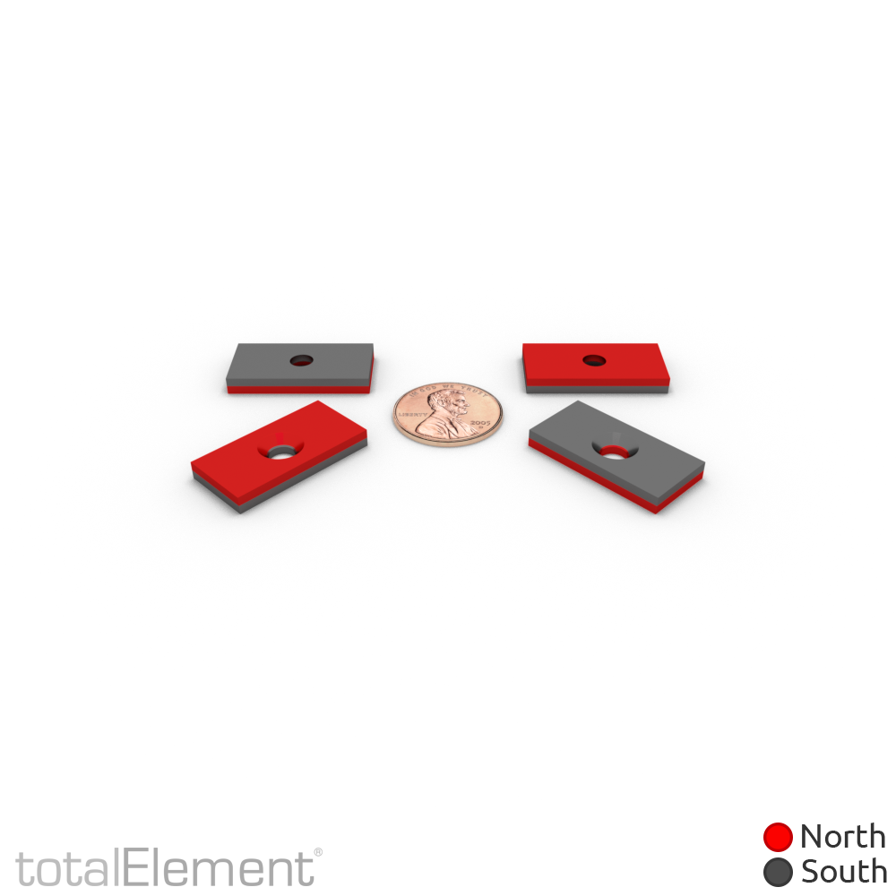 1 x 1/2 x 1/8 Inch Neodymium Rare Earth Countersunk Block Magnets N52 (10 Pack)