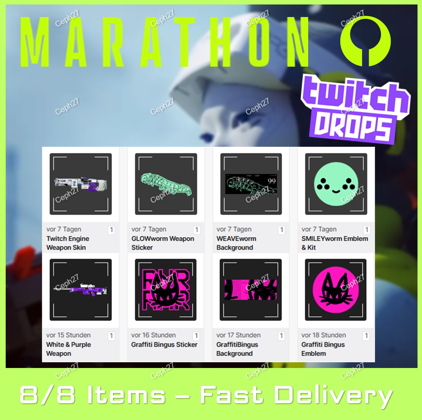 Marathon Twitch Drops - Weapon Skin + Emblem + More - ALL 8/8 Items