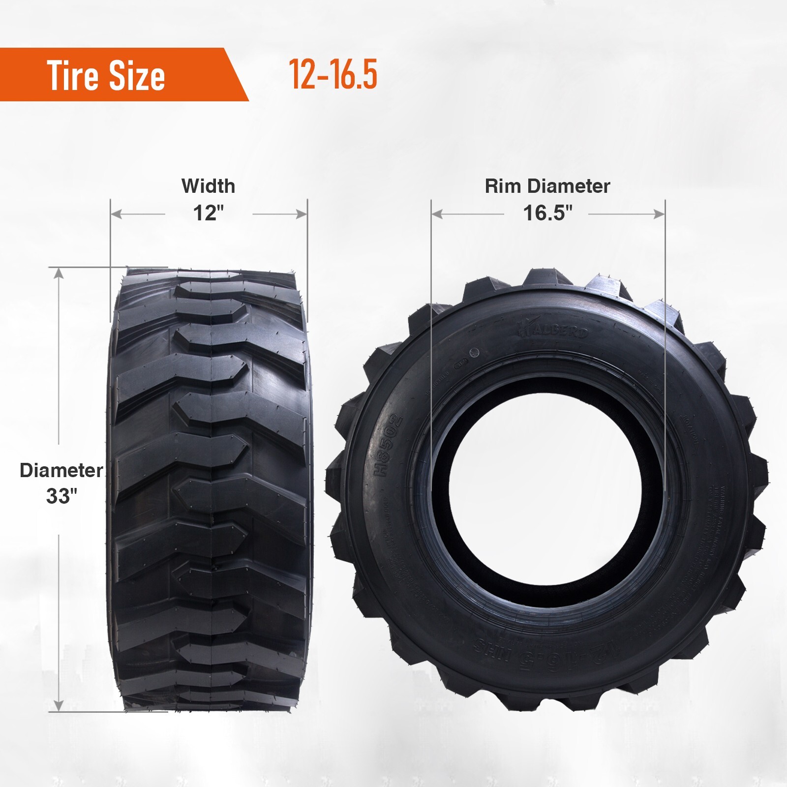 4-Pack 12-16.5 Skid Steer Tires SKS 12x16.5 Heavy Duty 12PR 50% Longer Wear Life