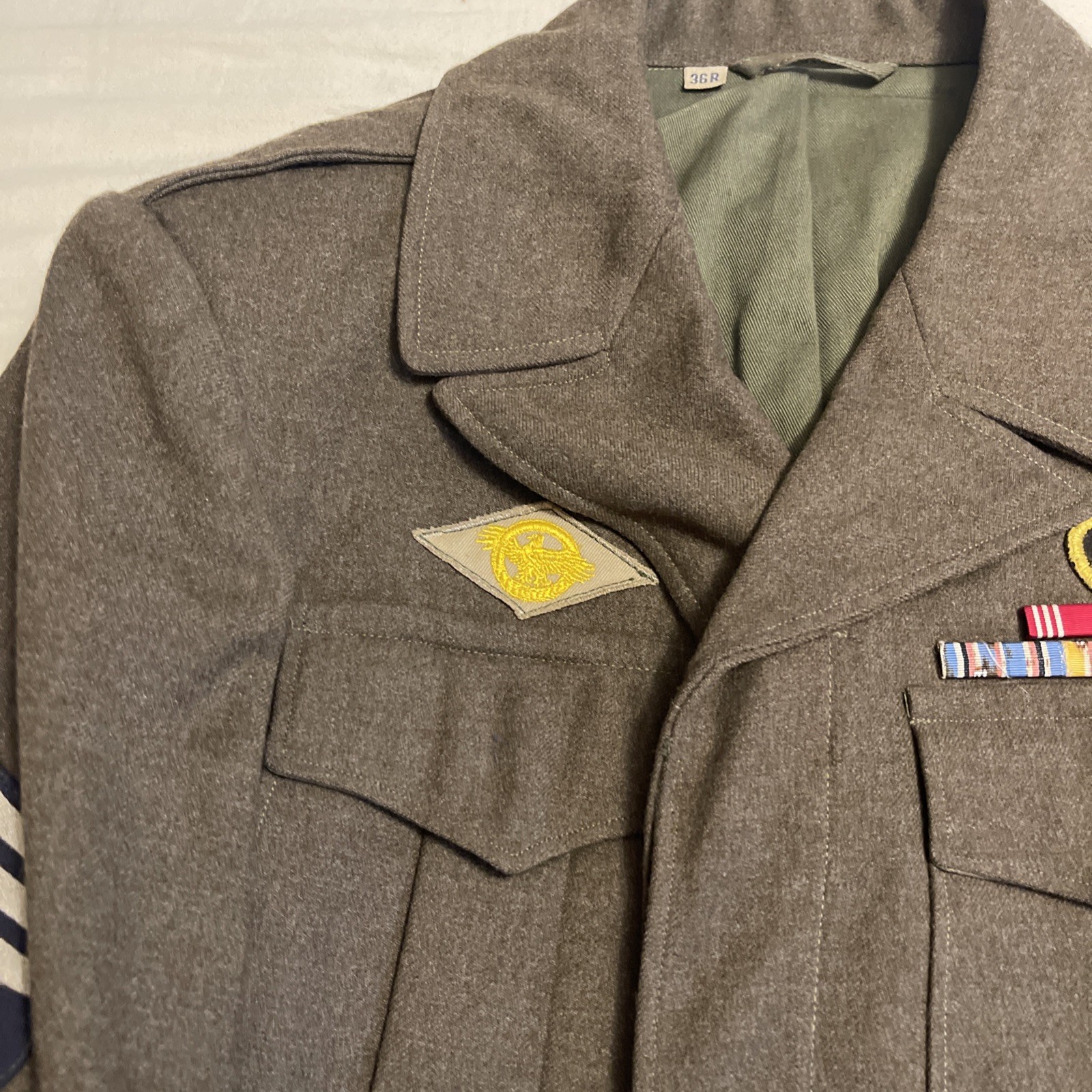 WWII US ARMY Original 11th Airborne Division – IKE JACKET, PANTS Set Size 36 R