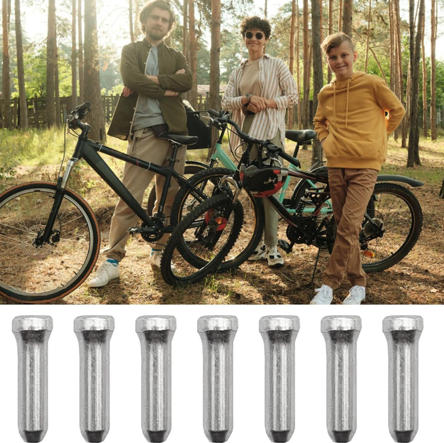 100 Bike Cable End Cap Silver Brake Shifter Wire Crimp Mountain Bicycle Aluminum