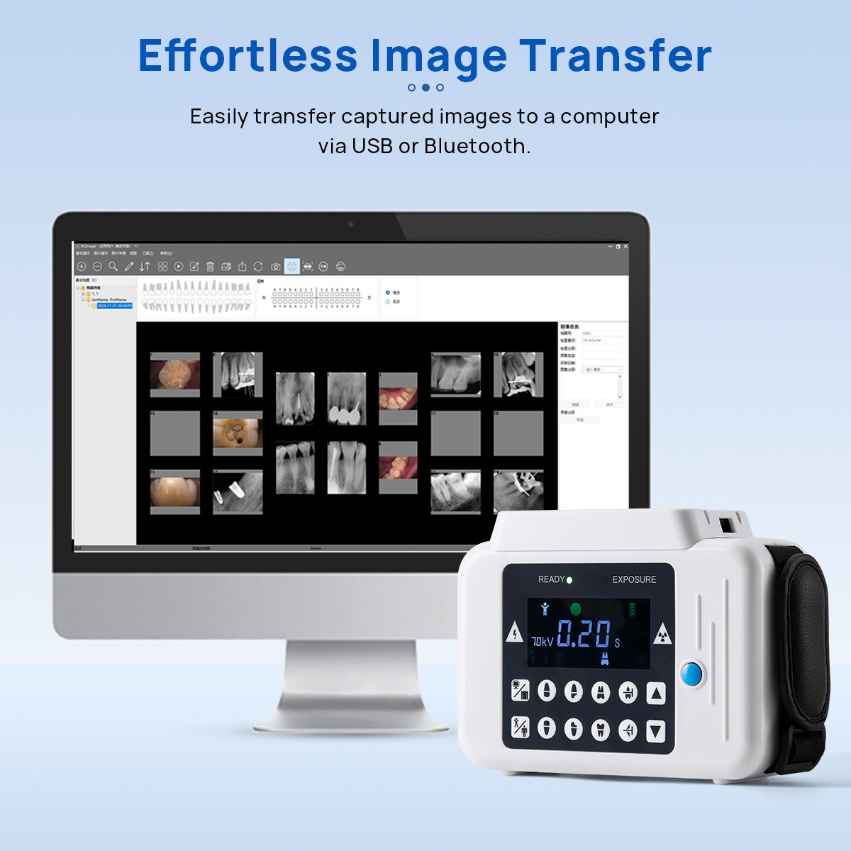 Digital Ray 2 in 1 Dental Portable X Ray Machine no Shield with screen+Sensor 2