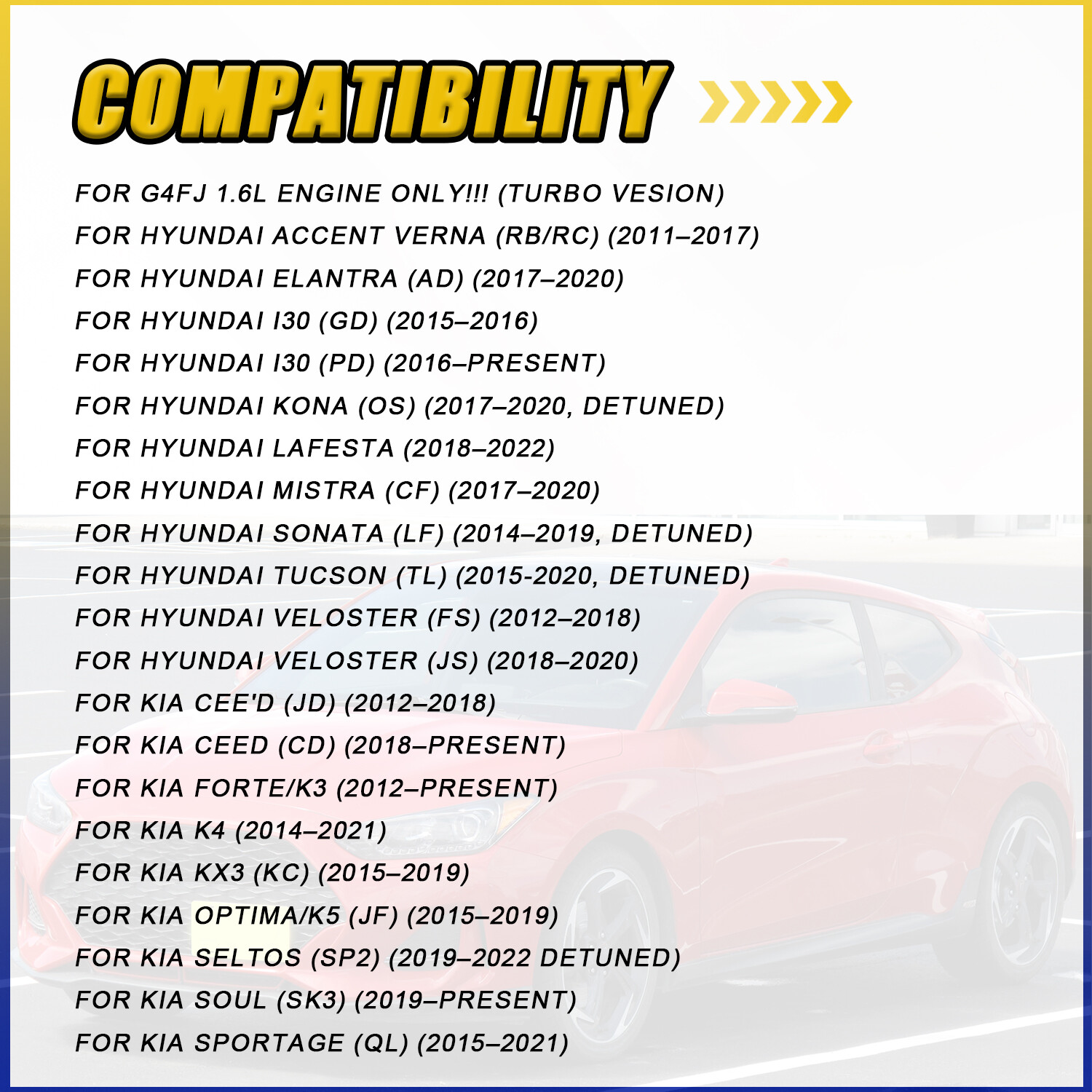 Brand New for 2016-2018 Hyundai Tucson Engine Motor 1.6L 4 Cyl Turbo G4FJ T-GDI