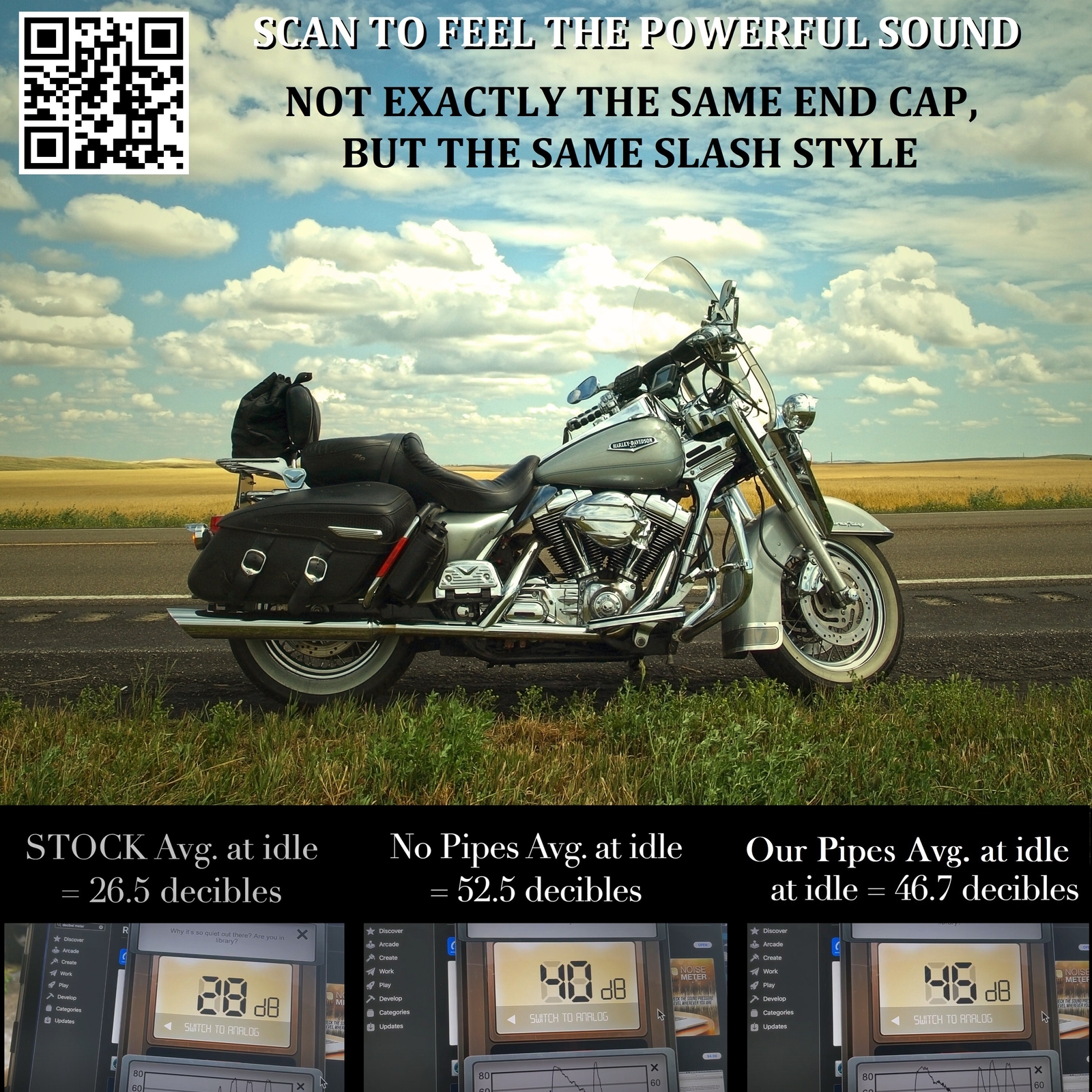 SHARKROAD 4.4"Slip On Mufflers for Harley Touring 95-16 Models Deep Nice Sound