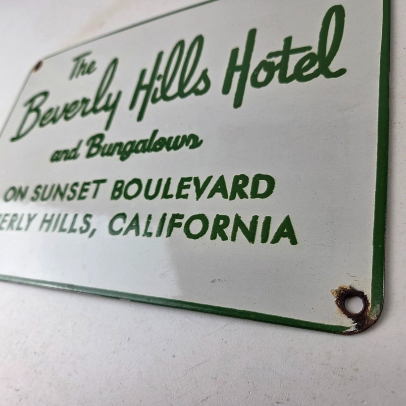 Vintage Beverly Hills Hotel Porcelain Sign - Sunset Boulevard Sign