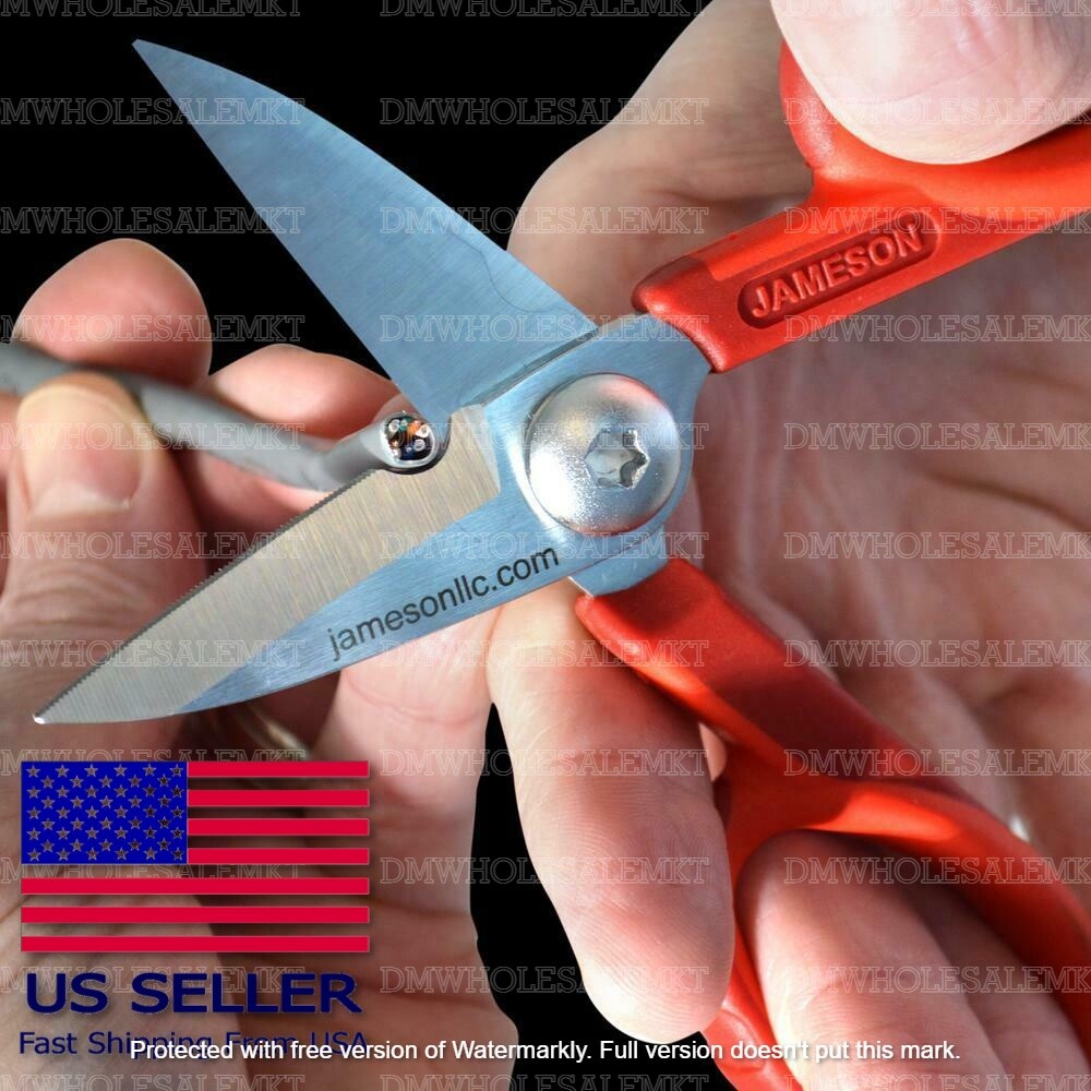 Jameson Fiber Optic Electrician Scissors Shears with Sheath Part 32-60 5-1/2 In.