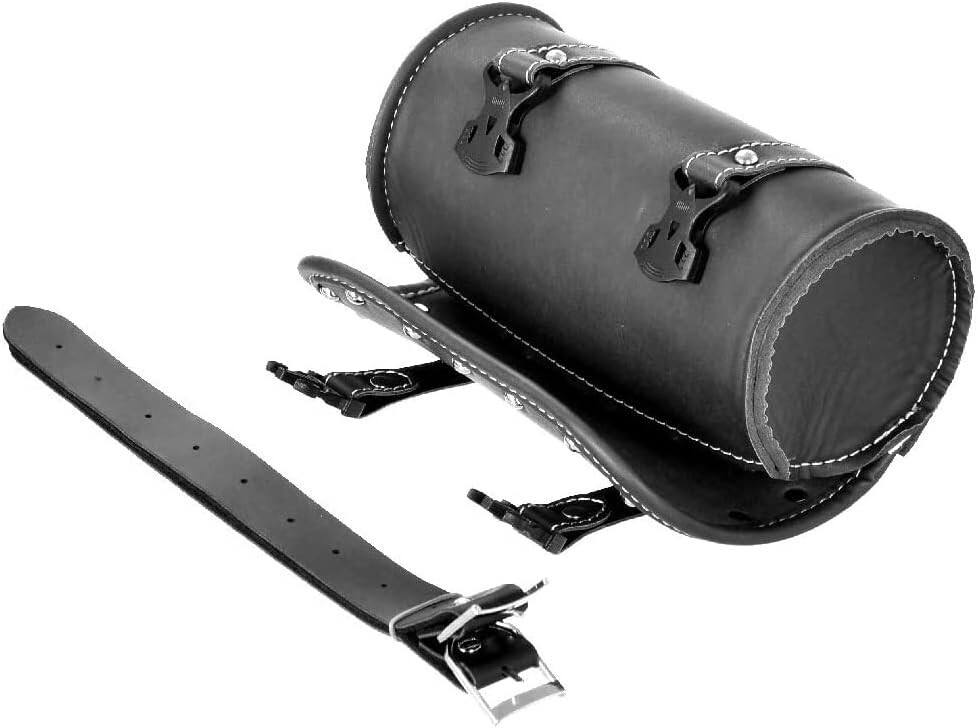 Leather Motorcycle Front Fork Rear Sissy Bar Tool Kit Holder Bag Pouch Storage