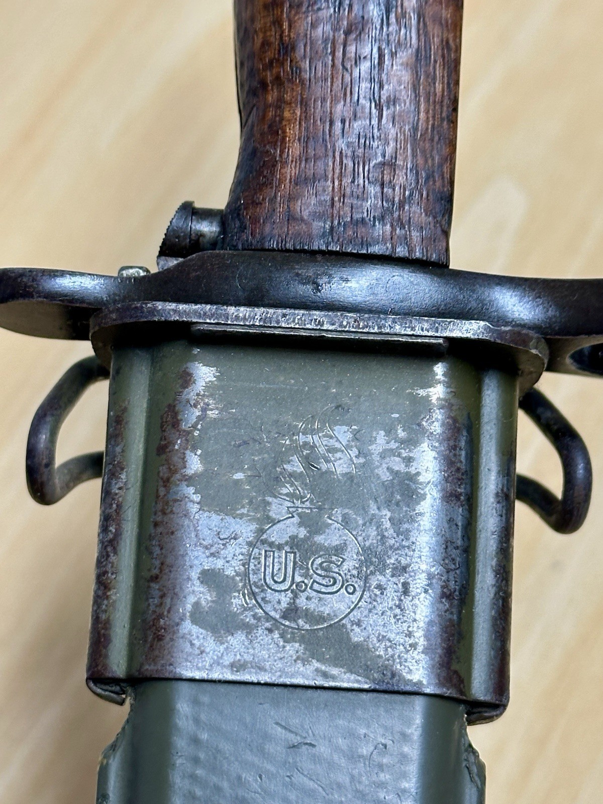 VERY NICE PRE-WWI US M1905 16” BAYONET 1907 ROCK ISLAND ARMORY & US M3 SCABBARD