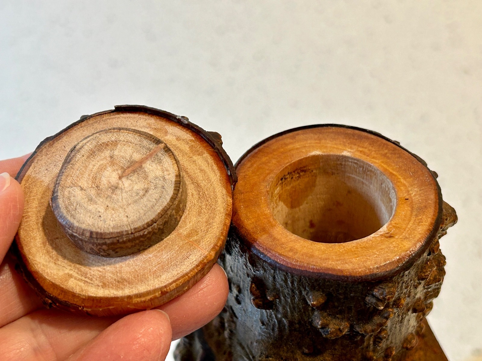 Burl Wood Bottle with Branch Handle from Parque Georgia Brazil - RARE Unusual!