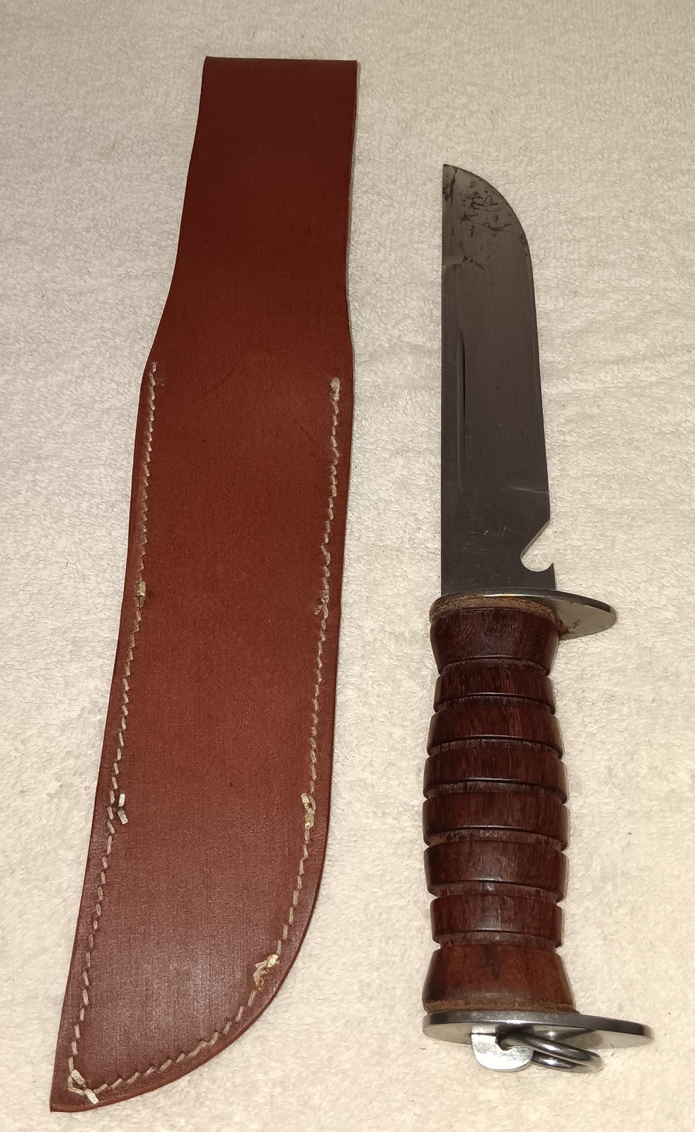 WWII Era E.G. Waterman EGW Fighting Knife - Original Wood Handle & Bottle Opener