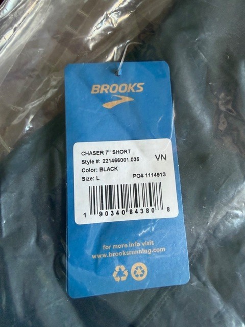 Brooks Womens Chaser 7" Short Running Black Lined Size Large 221466 New!