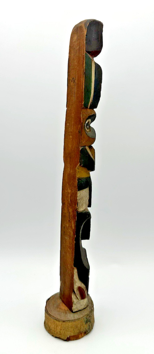 Old 12 1/4" Pacific Northwest Coast Carved Cedar Totem - Antique Native American