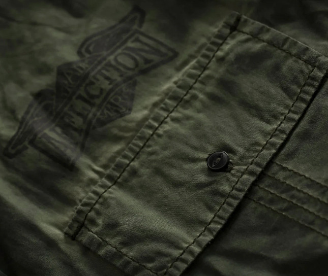 $88 AFFLICTION Green THRUTCH Short Sleeve BUTTON DOWN SHIRT T-shirt MENS NWT