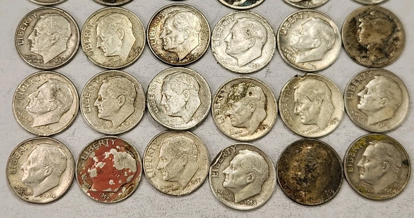 Lot of Damaged Bent Holed 90% Silver US Coins $4.60 Face Junk Silver As-Is