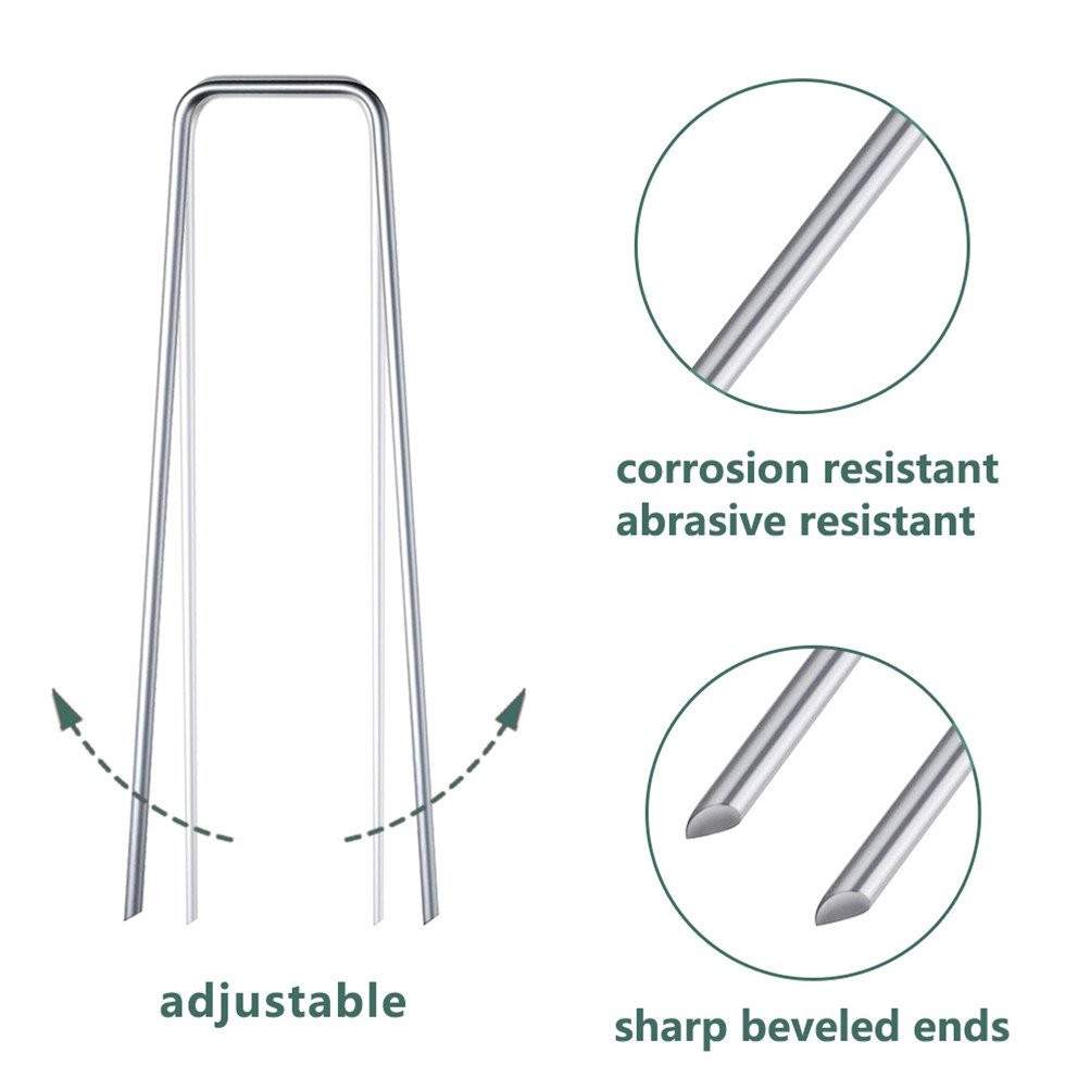 500 Pack 11 Gauge 6" Garden Stakes Landscape Staples Galvanized Sod Staples