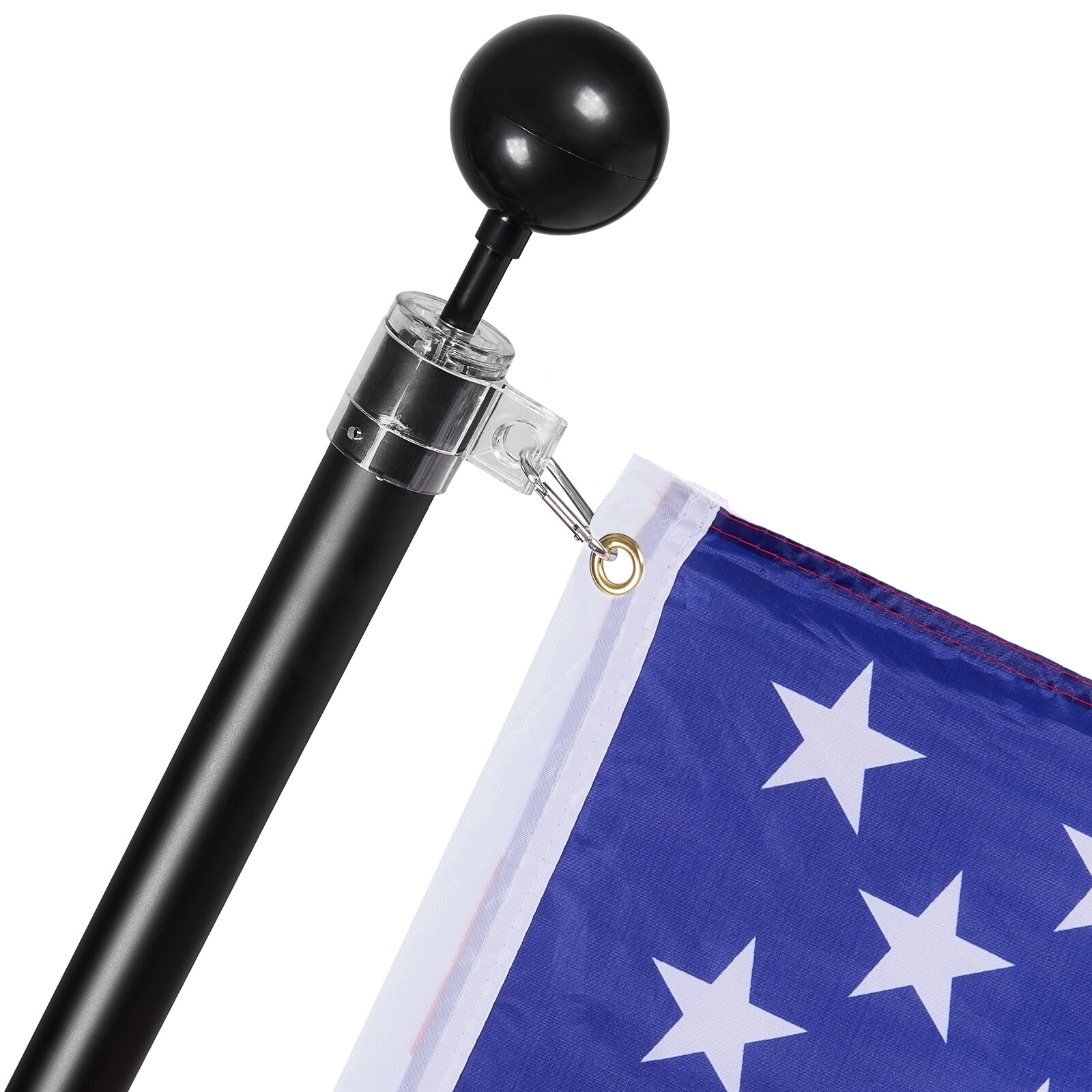 VEVOR 20FT Telescopic Flagpole Kit Heavy Duty Aluminum Flag Pole American Black