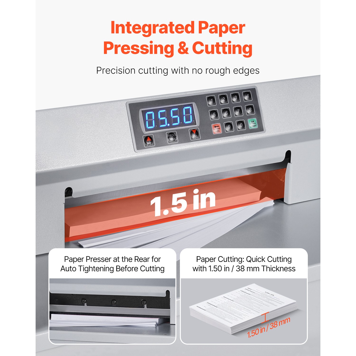 Electric Paper Cutter 300W Guillotine Trimmer Cutter Machine with Casters