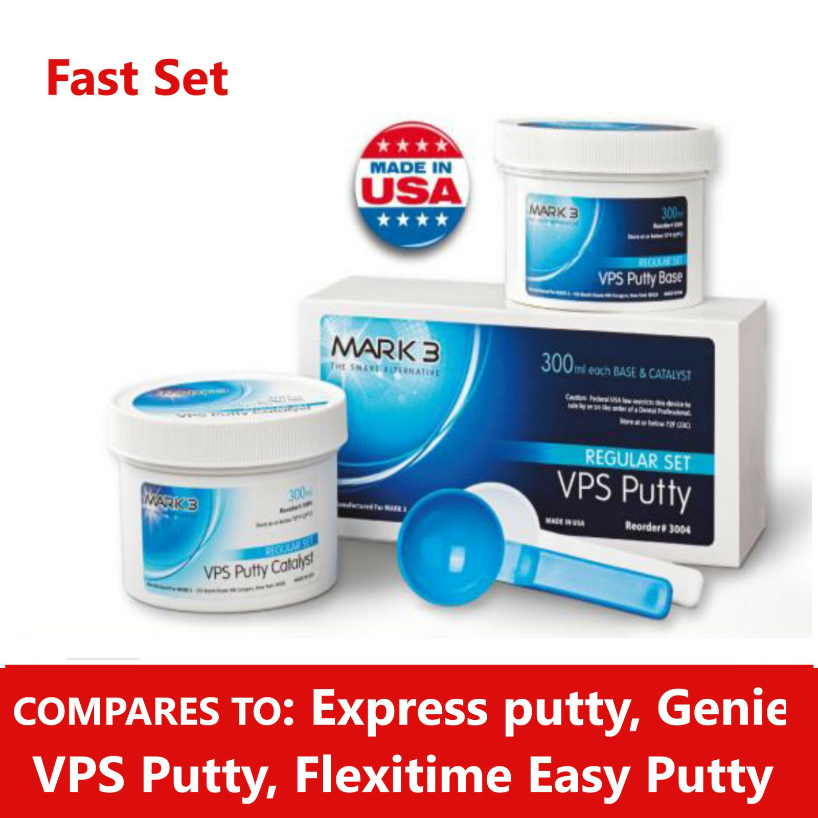 Dental VPS Putty Set VPS Impression Material Base or Catalyst 600 ml, Made in US