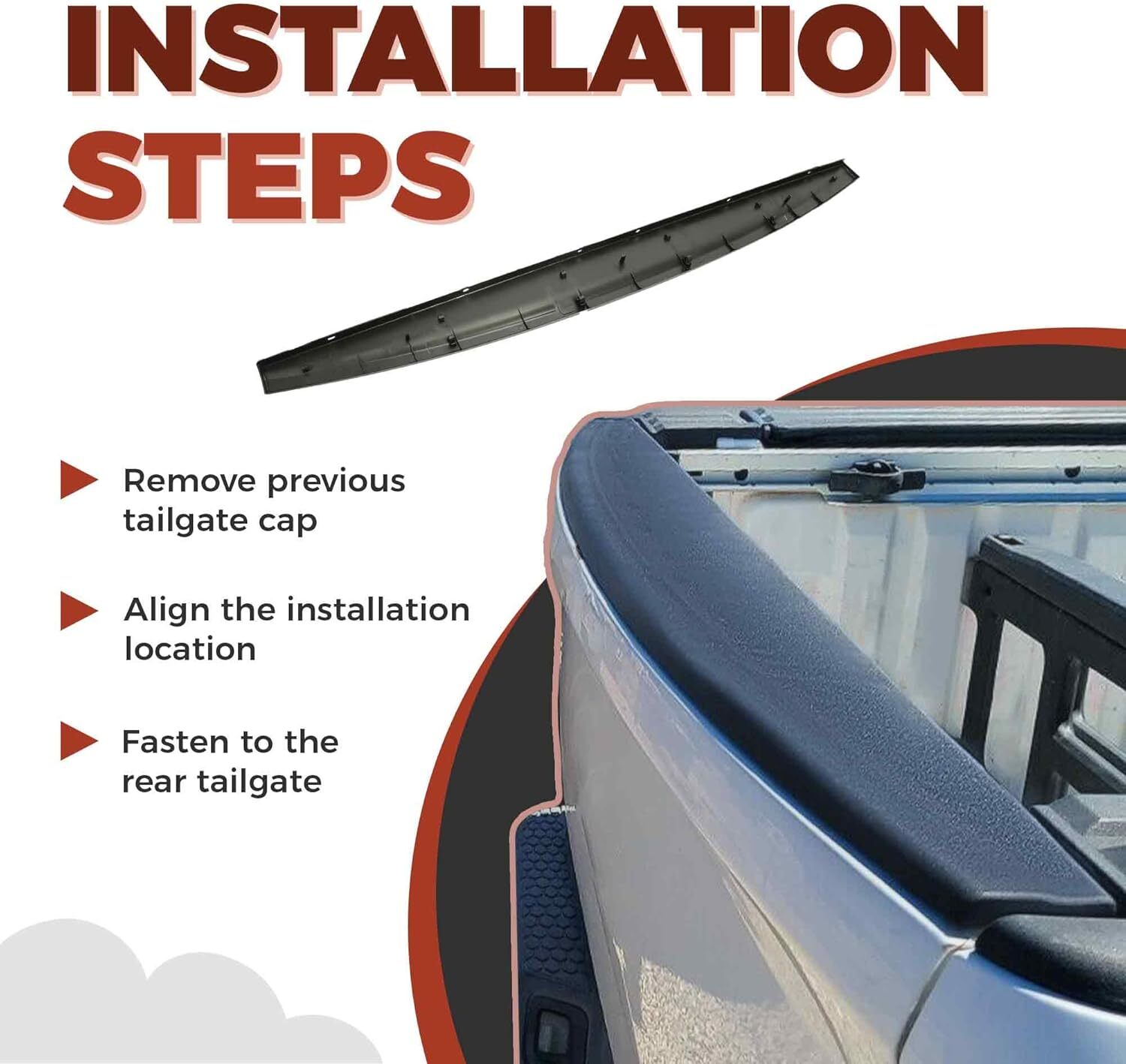 Tailgate Molding Cap Spoiler For 2009-2018 Ram 1500 Cover Top Protector Lip Trim