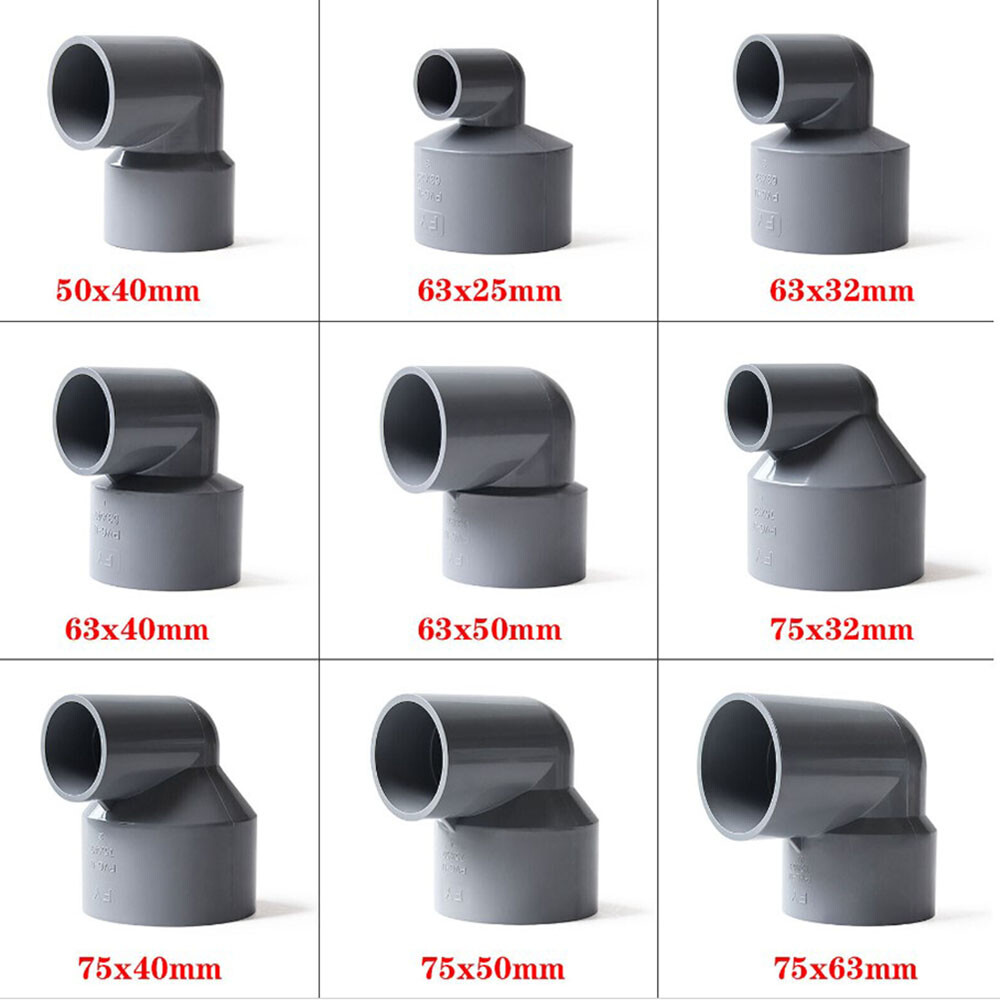 90 Degree Reducing PVC Water Elbow Connector Concentric Reduce Pipe 20mm-110mm