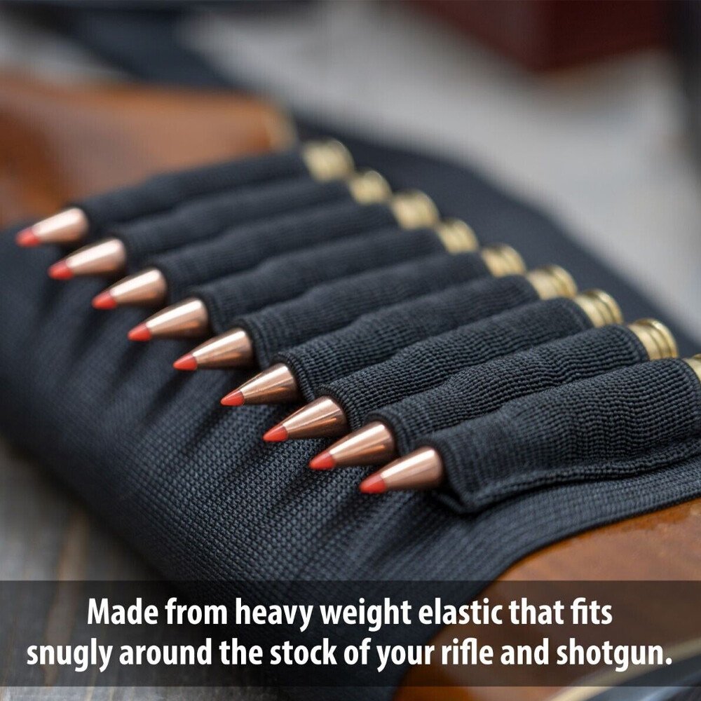 2 x Buttstock Shell Holder Shotgun & Rifle Ammo Bullet Gun Sleeve Hunting Pouch