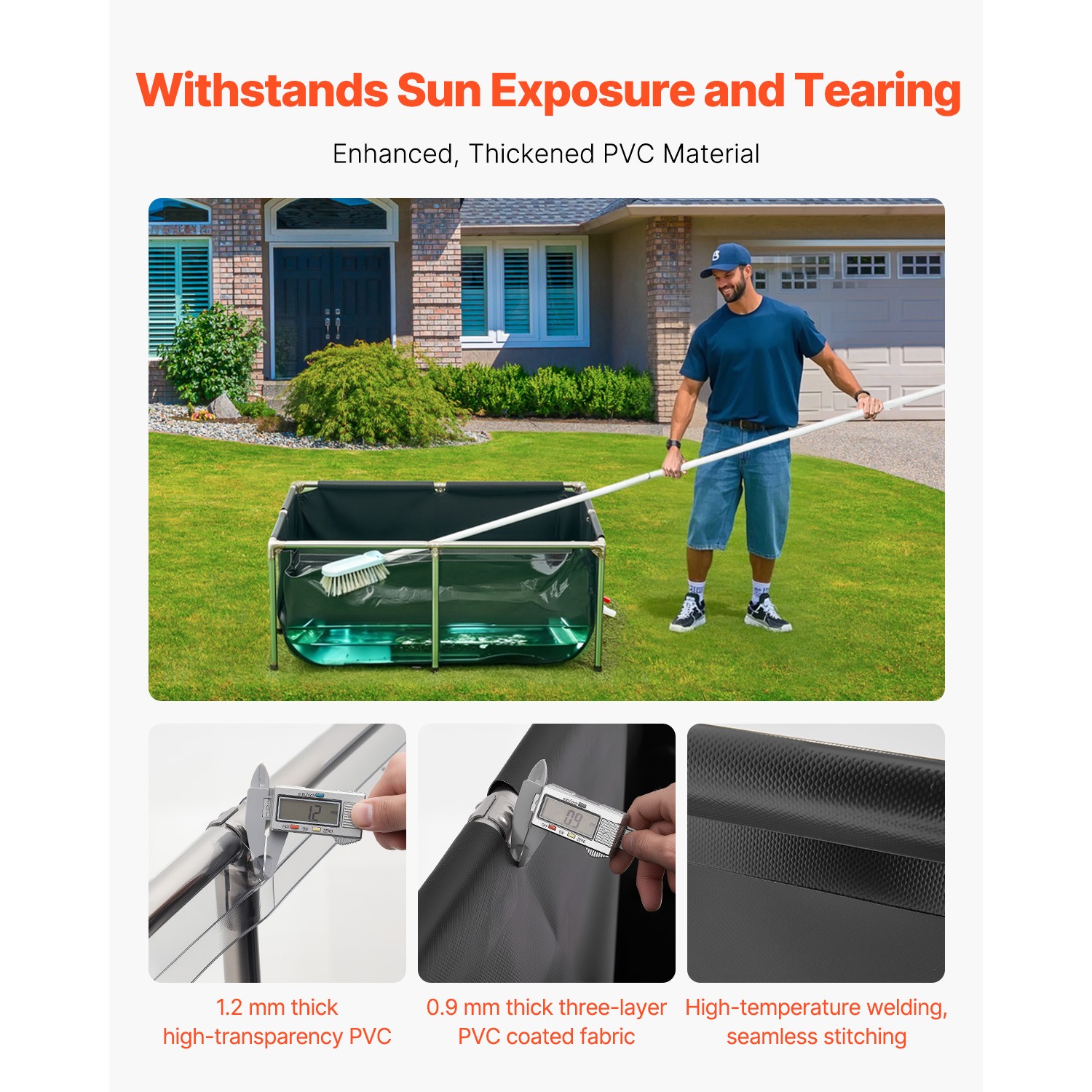 Canvas Fish Pond Above Ground Koi Tank 126.8 Gal with Clear Viewing Panel