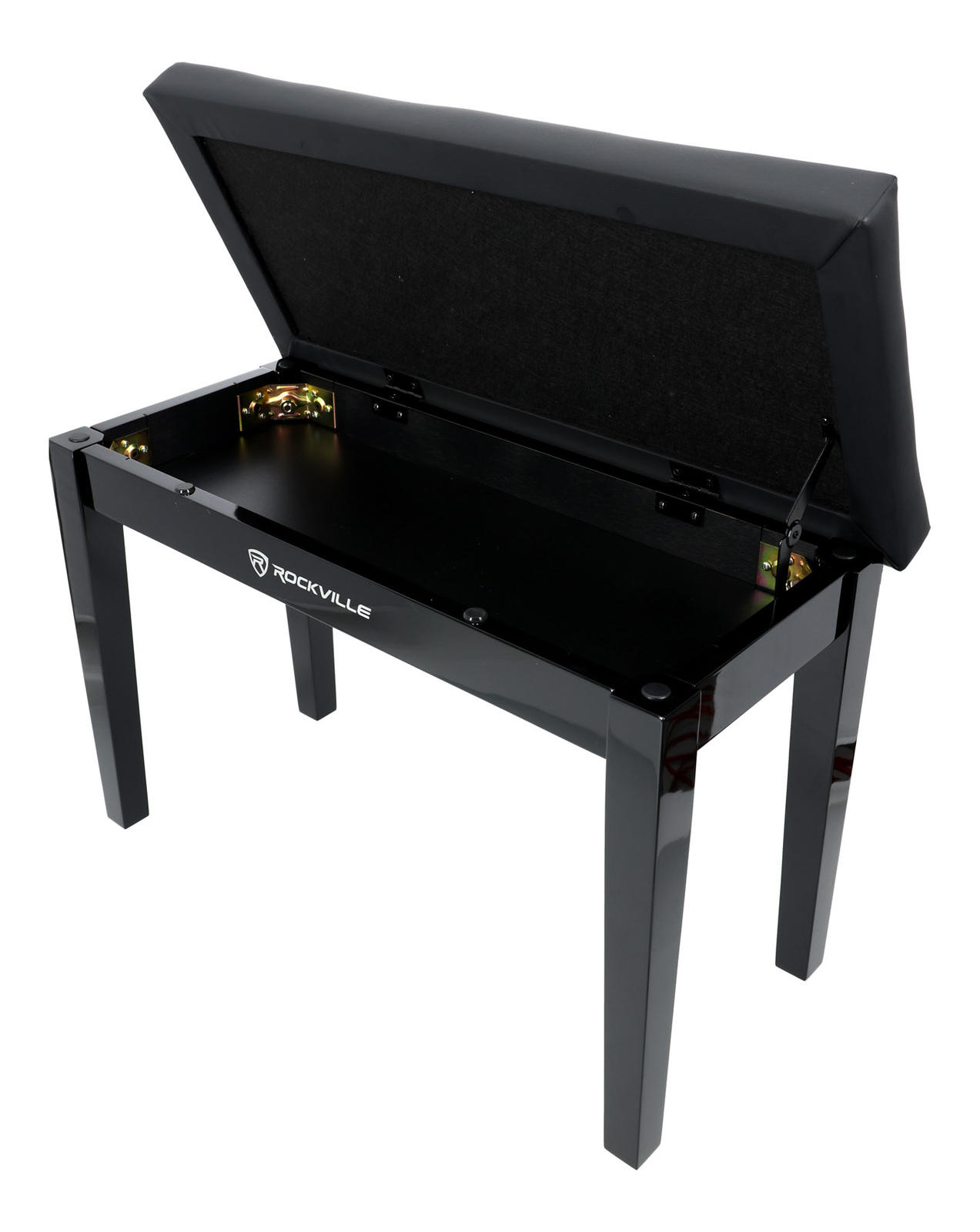 Rockville PB7 BLACK Premium Piano Bench w/Thailand Wood, Comfy Padding + Storage
