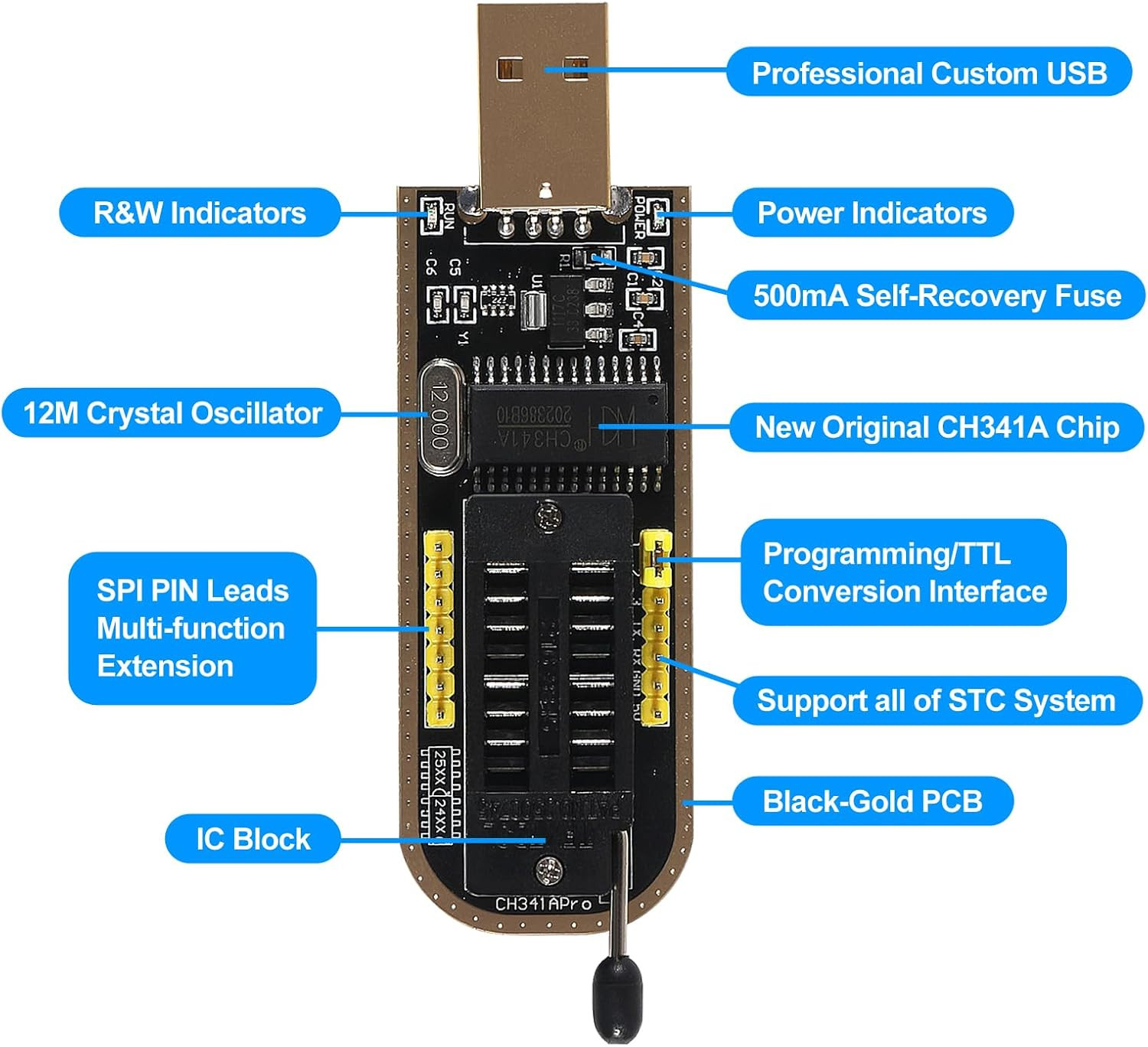 CH341A EEPROM BIOS Programmer with SOIC8 Clip & 1.8V Adapter
