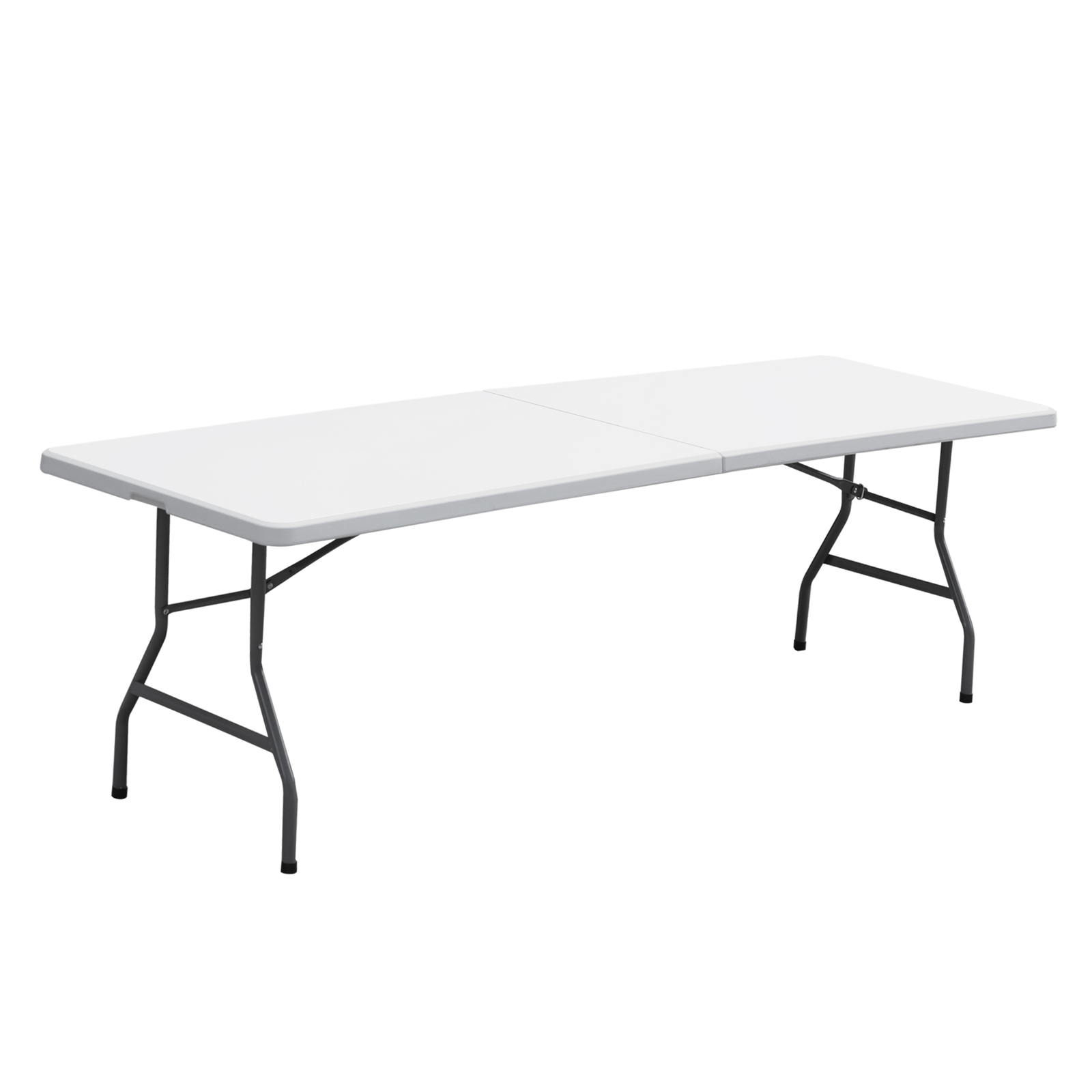 8FT Folding Table Fold-in-Half Plastic Dining Picnic Table for Outdoor w/ Handle