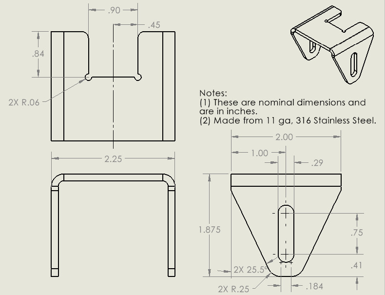 1pk Stainless U-Shaped 6in Bench Grinder Tool Rest (For Baldor and Others)