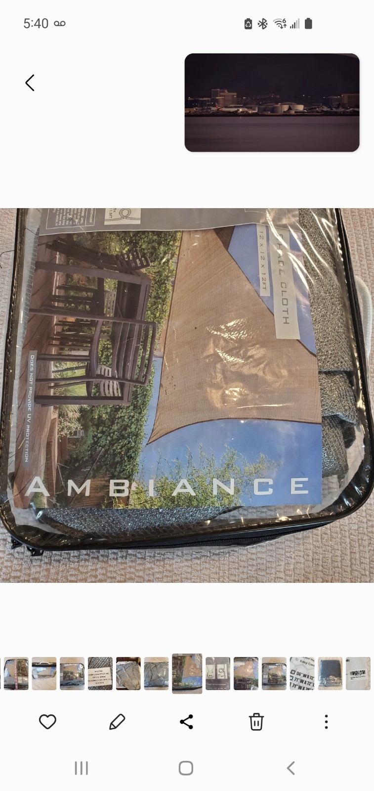 Ambiance Patio Cover Shade Cloth/ Net 12x12x12 Triangle Steel Gray Color New