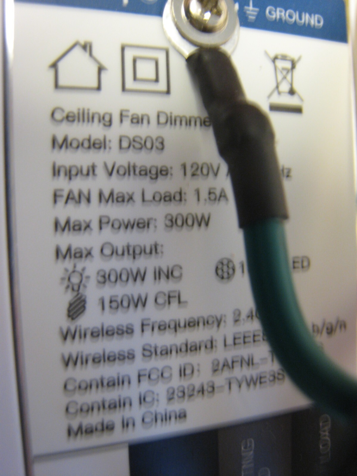 Ceiling Fan Light Dimmer Smart Switch White Open Box DS03