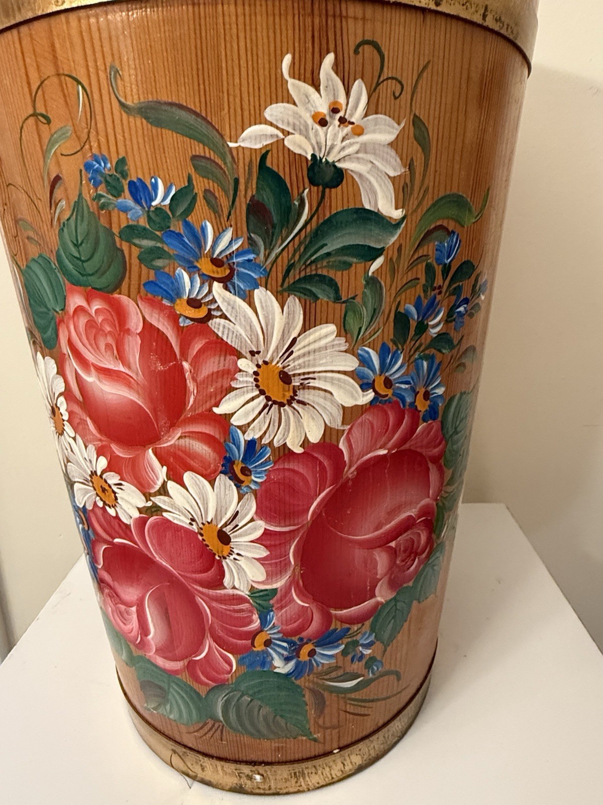 VTG Wood Umbrella Cane Plant Stand Handcrafted Painted Country Farmhouse 24"