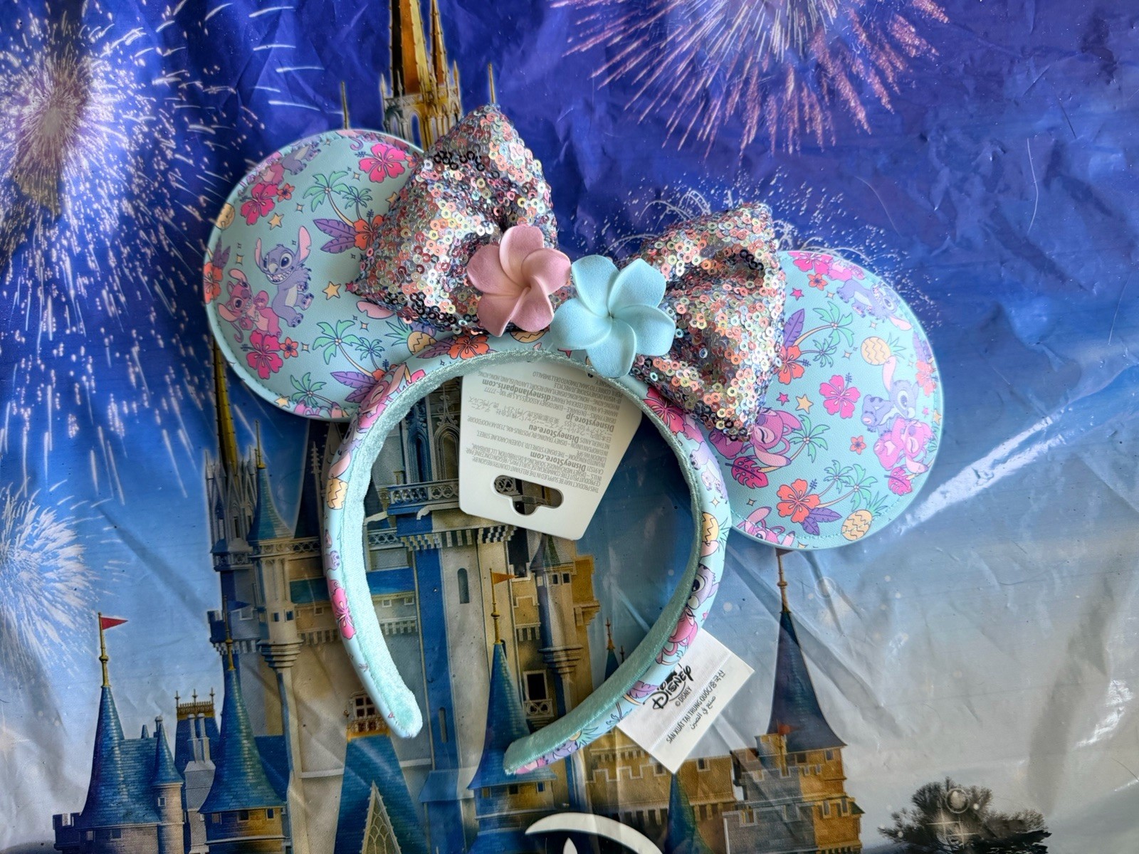 2026 Disney Parks Stitch & Angel Hibiscus Spring Minnie Ear Headband Ears New