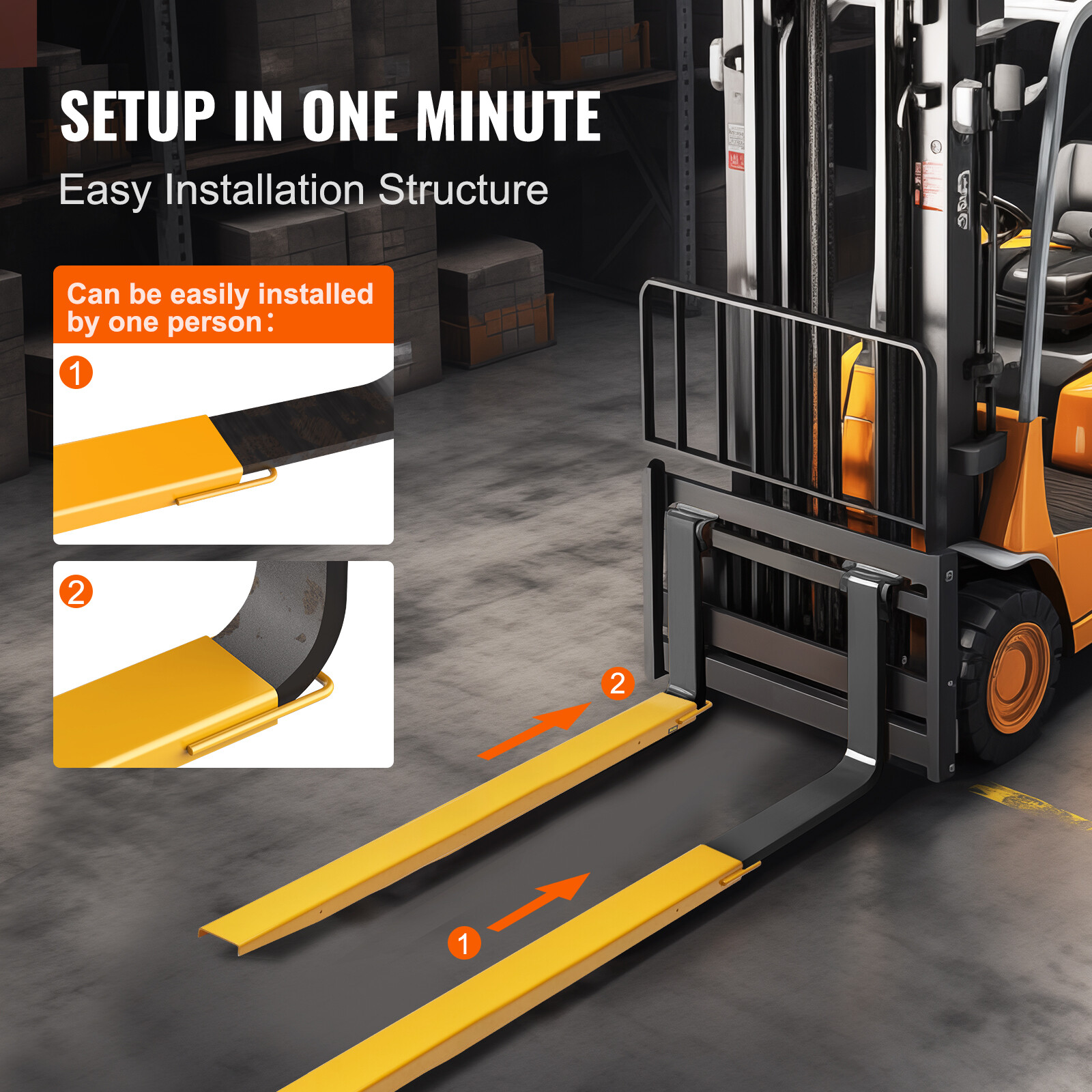 VEVOR Pallet Fork Extensions Forklift Extensions 84" x 4.5" Heavy Duty Steel