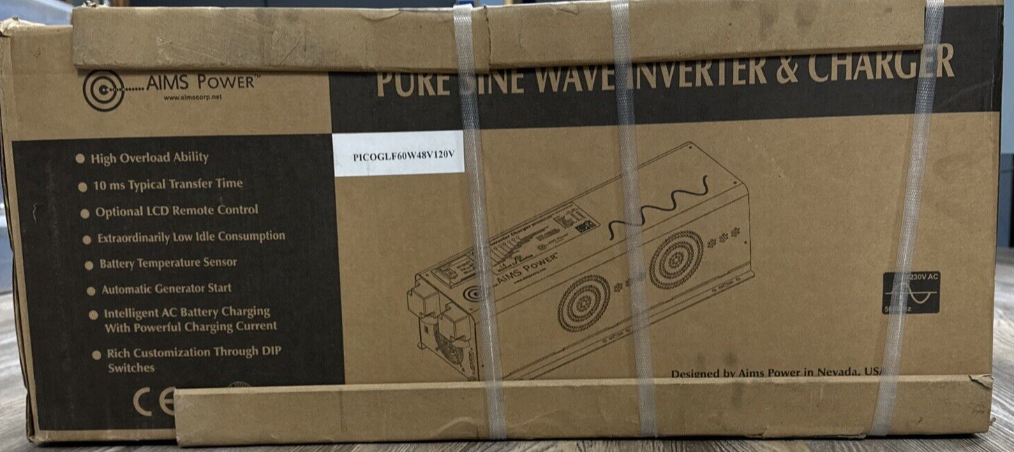 AIMS 6000 Watt Pure Sine Power Inverter Charger 48Vdc to 120Vac