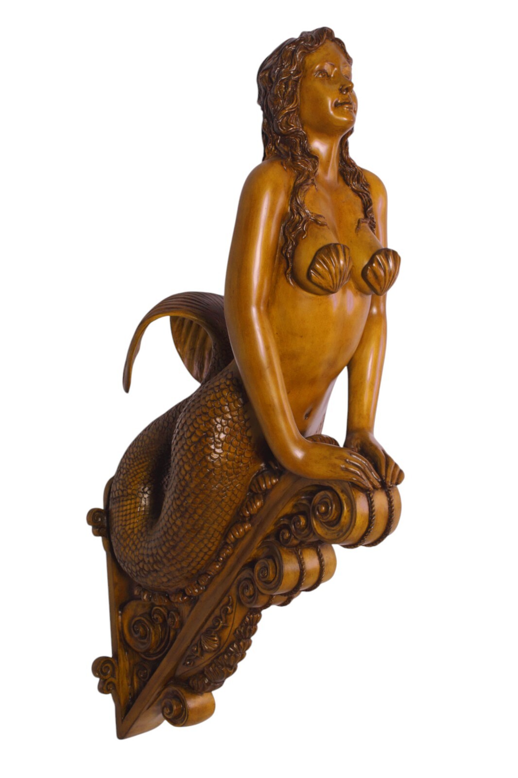Wood Look Mermaid Sea Siren Marinea Large Sculpture Wall Mount Figurehead 36"