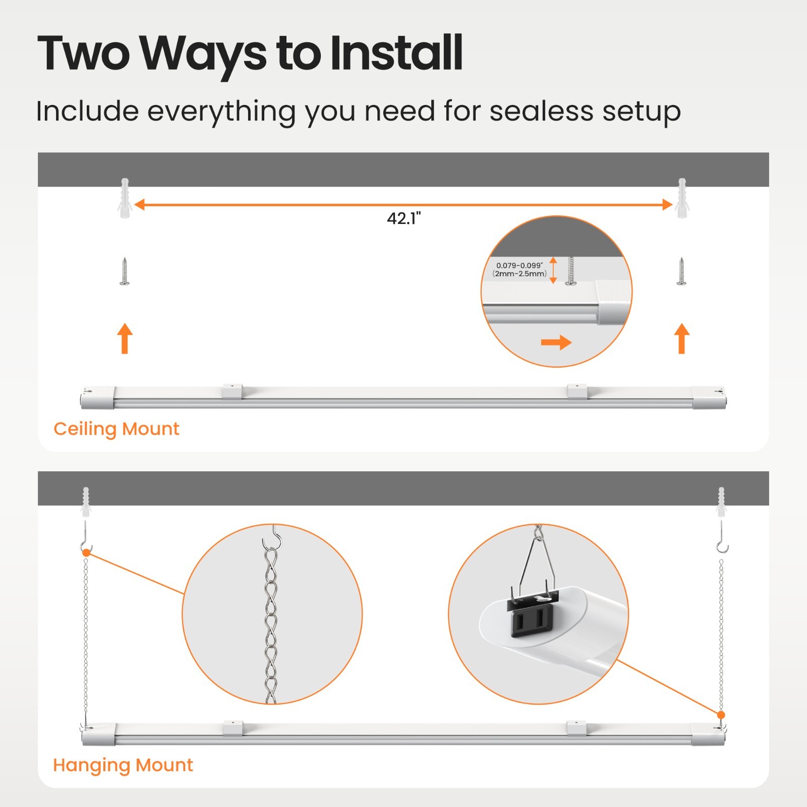4 Pack 4FT LED Shop Lights 4800lm 5CCT 40W linkable Utility Lights for Garage