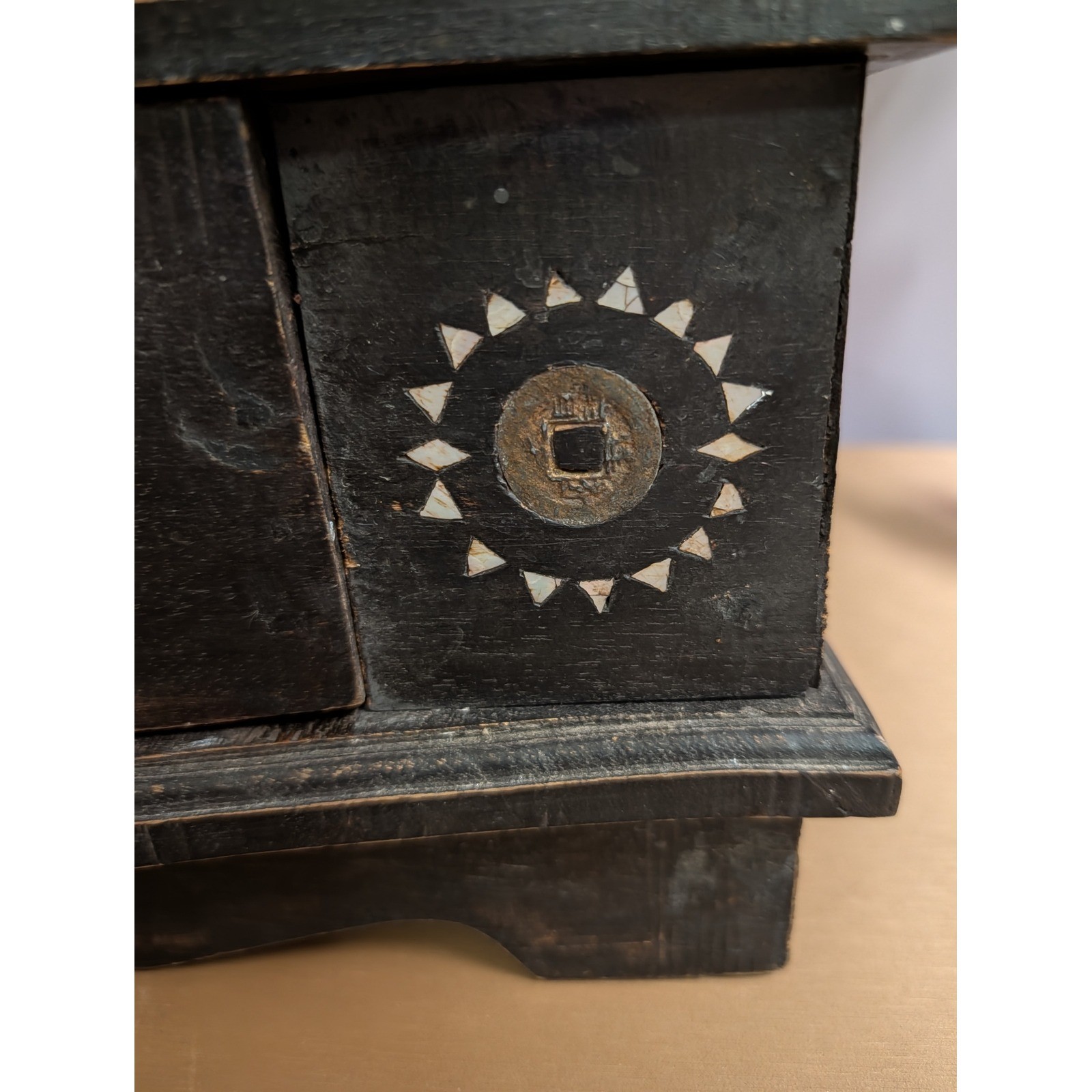 Vintage Hand Made Wood Vanity Dresser Mirror With Pearl Inlay Moody Romantic