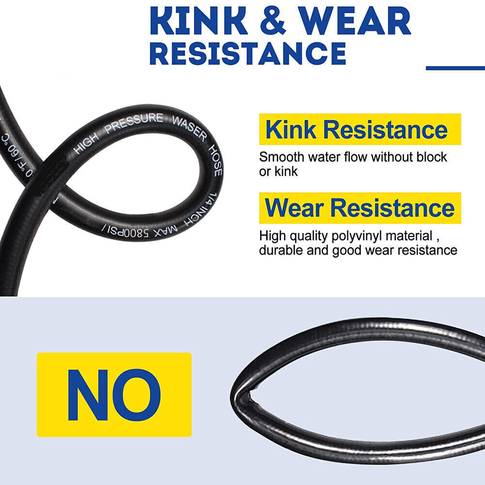 50 FT High Pressure Washer Hose 5800 PSI M22-14MM Power Washer Extension Hose US