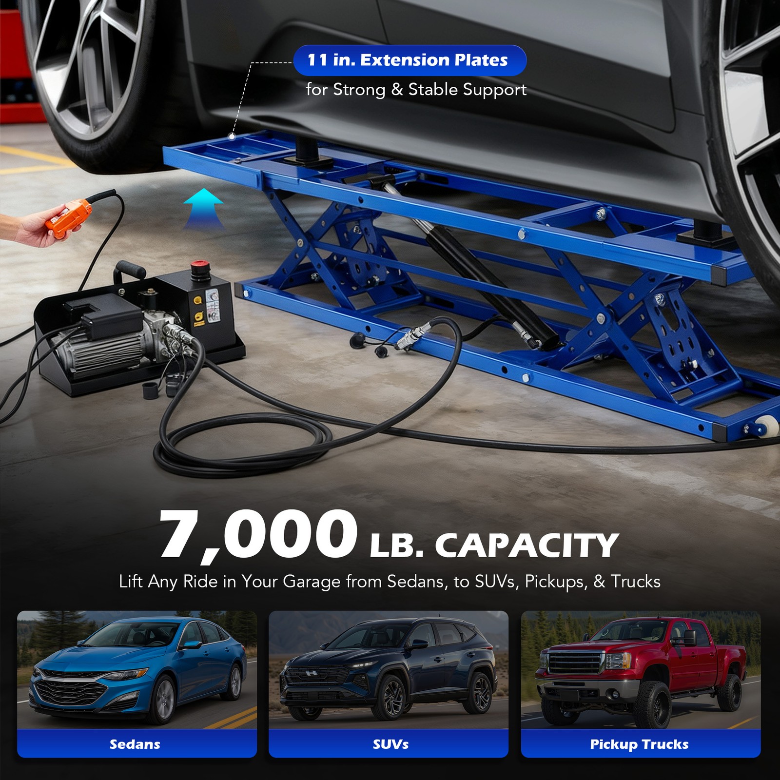 OMT 7000lb Automotive Mid Rise Scissor Auto Car Lift Garage Tool Auto Repair