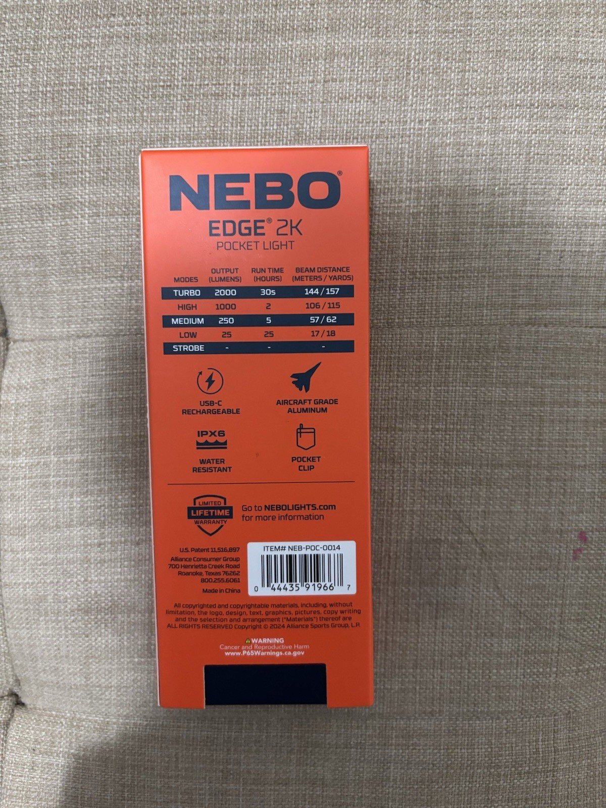 Nebo EDGE 2k 2000 Lumen Tactical Flashlight, New, Free Shipping
