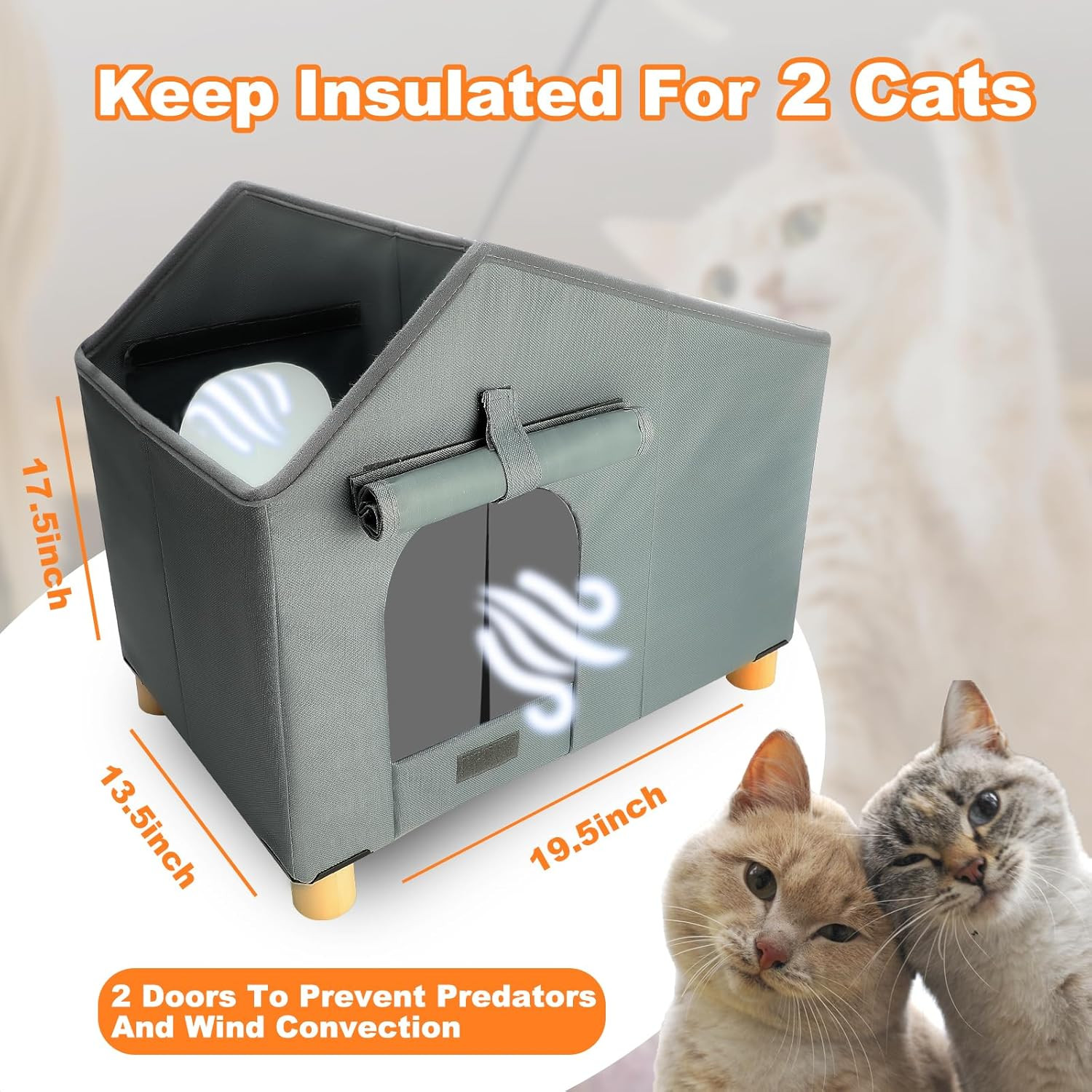 Heated Outdoor Cat House for Winter, Elevated Weatherproof Cat House with Thermo